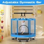 ZCMHAXJ 55″ Trampoline for Kids with Enclosure, 440lbs Capacity Indoor & Outdoor Toddler Trampoline with Adjustable Gymnastics Bar & Toys, for Boys & Girls - Image 4